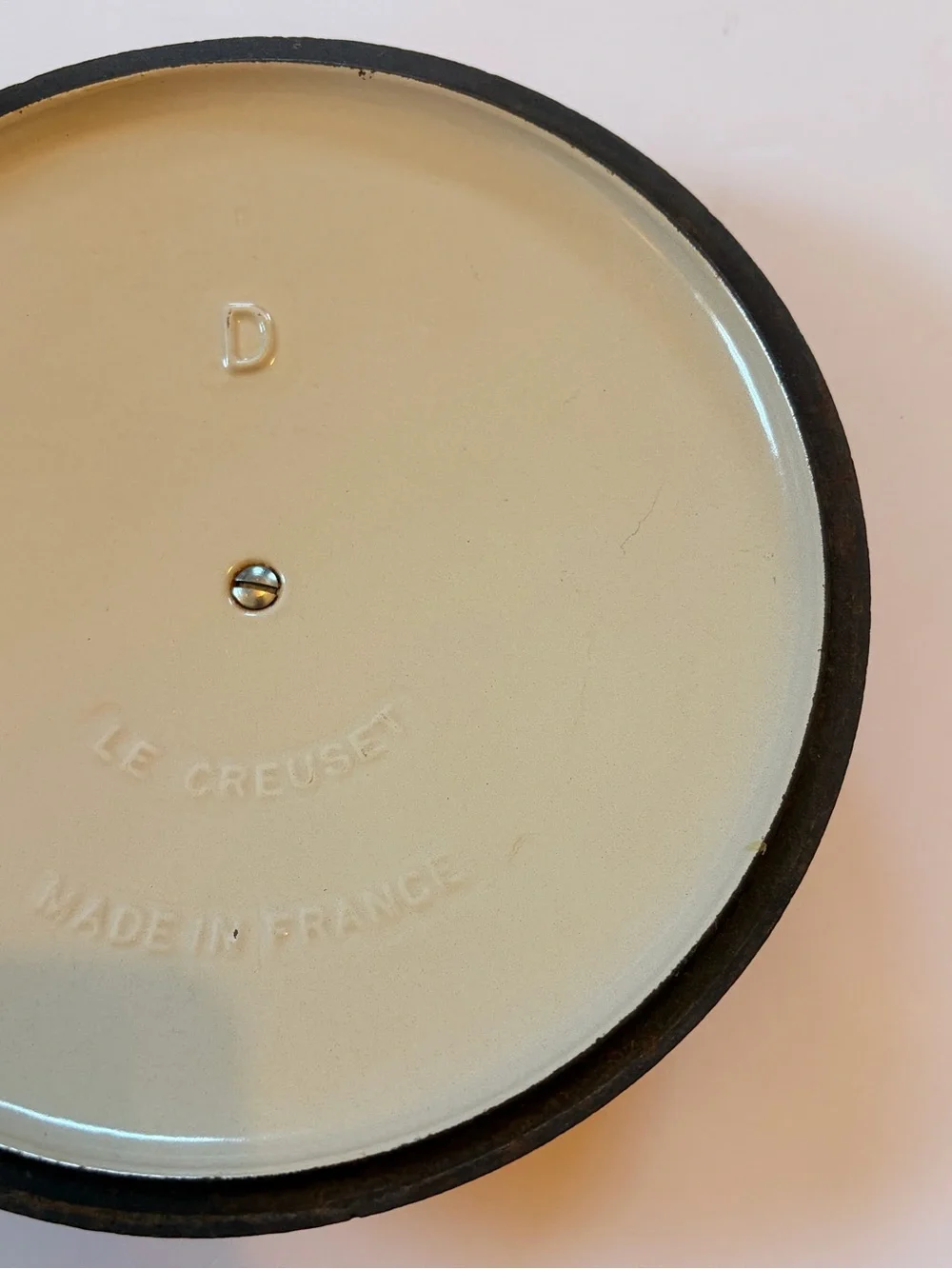 Le Creuset “D” 9” Orange Flame Volcanic Cast Iron Enamel Replacement Lid Only